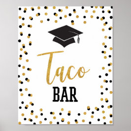 Taco Bar Graduation Party Signieren Black Gold Con Poster