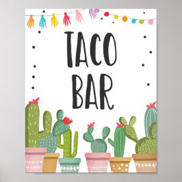 Taco Bar Mexican Food Cactus Fiesta Table Sign Poster