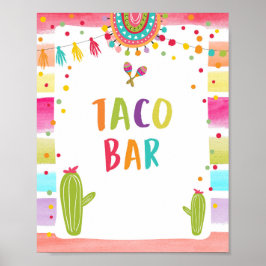 Taco Bar Mexican Food Cactus Fiesta Table Sign Poster