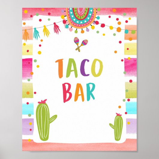 Taco Bar Mexican Food Cactus Fiesta Table Sign Poster (Vorne)