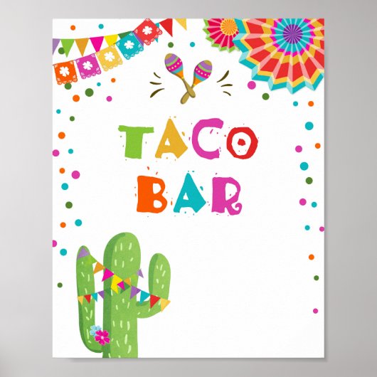 Taco Bar Mexican Food Cactus Fiesta Table Sign Poster (Vorne)