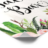 Taco Bar Sign Fiesta Cactus Floral Shower Sign Poster (Ecke)