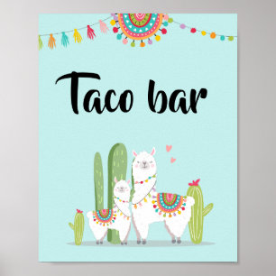 Taco Bar Snack Fiesta Llama Baby Duschecke Poster
