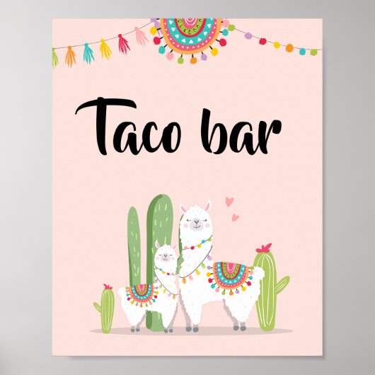 Taco Bar Snack Fiesta Llama Baby Duschecke Poster (Vorne)