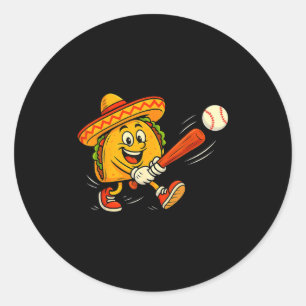 Taco Baseball lustige mexikanische Fiesta Sombrero Runder Aufkleber
