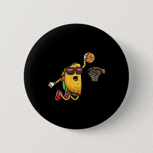 Taco Basketball mexikanisches Cinco De Mayo Kinder Button (Vorderseite)