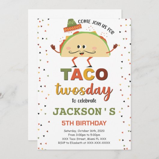 Taco Birthday Einladung (Vorne/Hinten)
