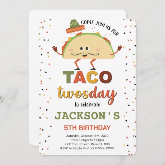Taco Birthday Einladung (Vorne/Hinten)