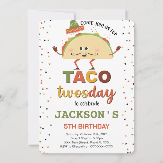 Taco Birthday Einladung (Vorderseite)