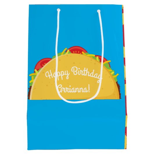Taco Birthday Party Mexikanisches Essen Mittlere Geschenktüte (Rückseite)