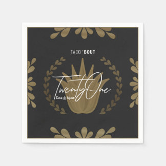 Taco' Bout 21 | Black/Gold Tequila Napkins Serviette