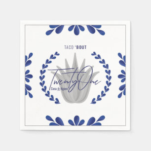 Taco' Bout 21   Blau/Silbertequila Napkins Serviette
