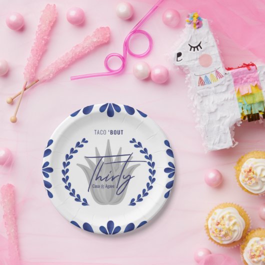 Taco' Bout 30 | Blau/Silbertequila-Teller Pappteller (Party)