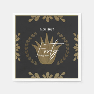 Taco' Bout 40 | Black/Gold Tequila Napkins Serviette