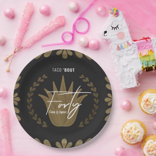 Taco' Bout 40 | Black/Gold Tequila Paper Teller (Party)