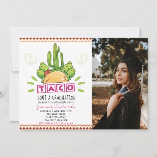 Taco 'Bout A Abschluss Fiesta Abschluss Foto Einladung (Vorderseite)