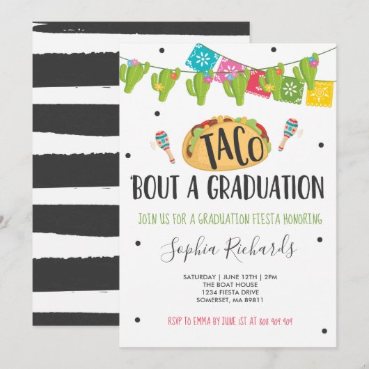 Taco 'Bout A Abschluss Fiesta Graduation Party Einladung (Vorne/Hinten)