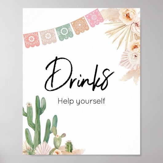 Taco Bout a Baby Boho Baby Shower Drinks Poster (Vorne)