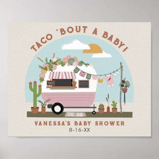 Taco Bout A Baby Boho Camper Girl Baby Dusche Poster (Vorne)