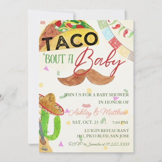 Taco 'Bout A Baby Boy Fiesta Mexican Baby Shower Einladung (Vorderseite)