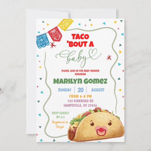 Taco Bout A Baby Boy Mexican Fiesta Baby Shower Einladung (Vorderseite)
