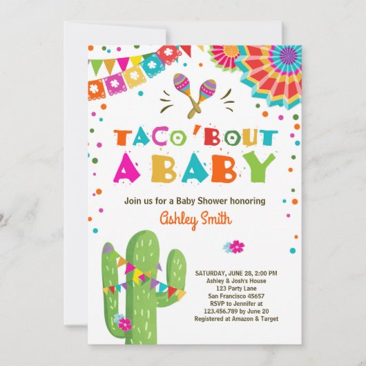 Taco Bout a Baby Fiesta Baby Dusche Einladung (Vorderseite)