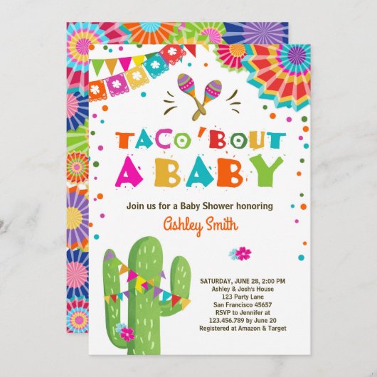 Taco Bout a Baby Fiesta Baby Dusche Einladung (Vorne/Hinten)
