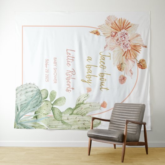 Taco 'Bout a Baby, Fiesta Baby Dusche Hintergrund Wandteppich (Beispiel (Horizontal))