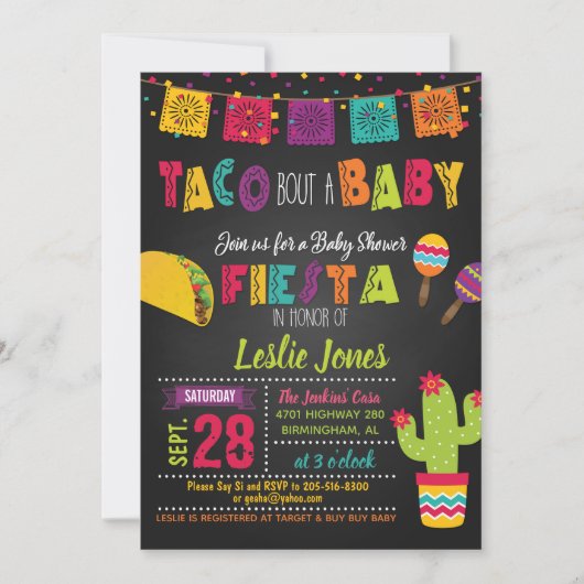 Taco Bout a Baby Fiesta Baby Shower Einladung (Vorderseite)