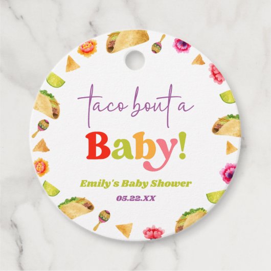 Taco Bout A Baby! Fiesta Baby Shower Geschenkanhänger (Vorderseite)