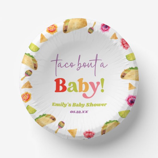 Taco Bout A Baby! Fiesta Baby Shower Pappteller (Vorderseite)