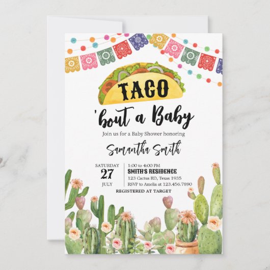 Taco Bout A Baby Fiesta Babydusche Einladung (Vorderseite)