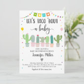 Taco Bout A Baby Fiesta Cactus Baby Shower Einladung (Stehend Vorderseite)