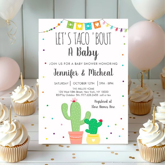 Taco 'Bout A Baby Fiesta Cactus Baby Shower Einladung