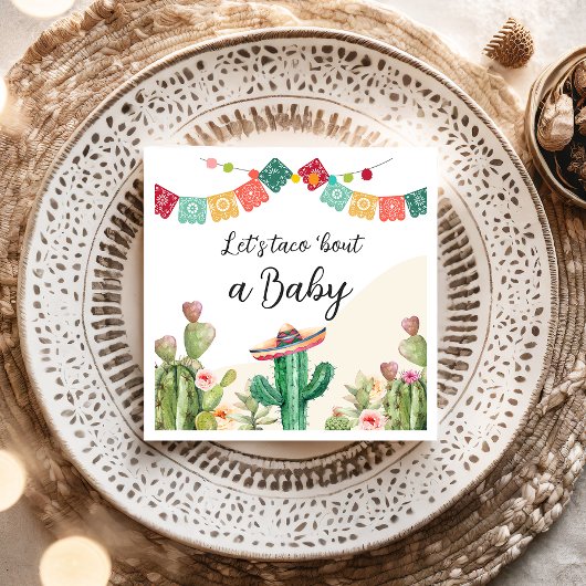 Taco Bout a Baby Fiesta Cactus Watercolor Dusche Serviette