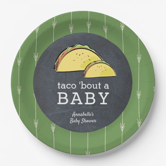 Taco Bout a Baby Fiesta Chalkboard Babydusche Pappteller (Vorderseite)