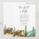 Taco Bout A Baby Fiesta Watercolor Babydusche Einladung (Vorne/Hinten)