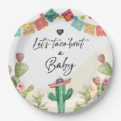 Taco Bout a Baby Fiesta Watercolor Cactus Dusche Pappteller (Vorderseite)