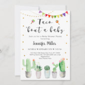 Taco Bout A Baby Gold Fiesta Cactus Baby Dusche Einladung (Vorderseite)
