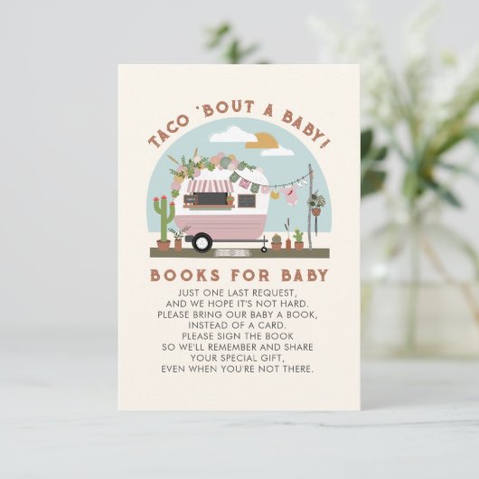 Taco Bout a Baby Showbook Anfrage Rosa Begleitkarte (Stehend Vorderseite)