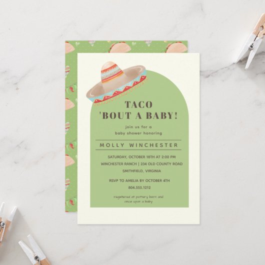 Taco Bout a Baby Shower Einladung (Vorderseite/Rückseite Beispiel)