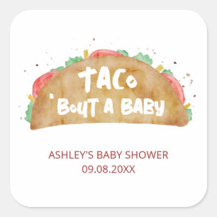 Taco 'Bout a Baby Shower Fiesta Quadratischer Aufkleber