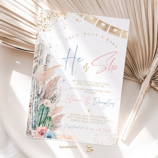Taco Bout A Baby Shower lädt Boho Gender-Enthüllun Einladung