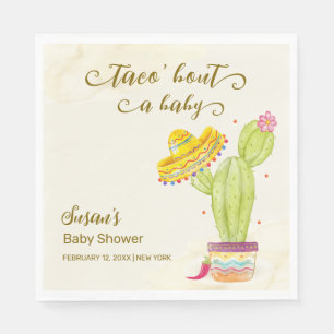 Taco 'Bout A Baby Watercolor Cactus Baby Shower Serviette