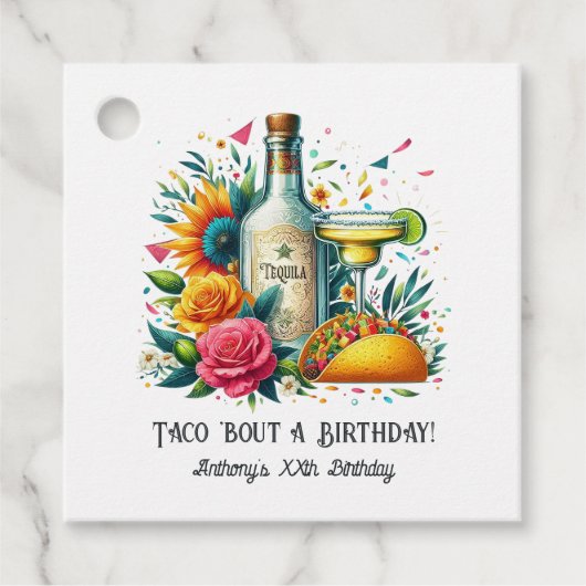 "Taco ’Bout a Birthday’!" Fiesta Geschenkanhänger (Vorderseite)