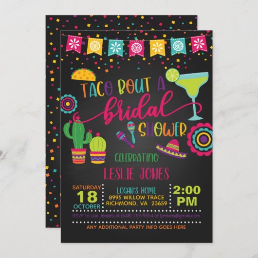 Taco Bout a Bridal Shower Einladung - BL (Vorne/Hinten)