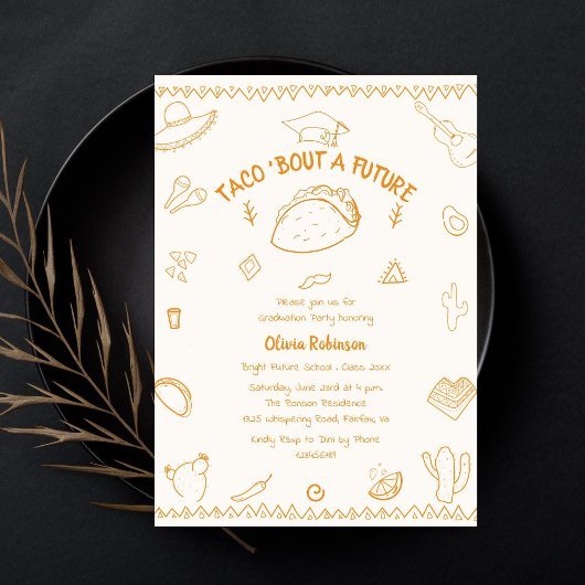 Taco Bout a Future Fiesta Doodle Abschluss Einladung