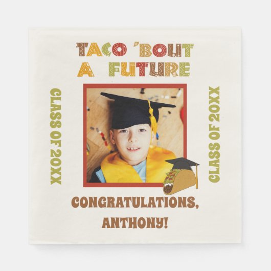 Taco Bout a Future Foto Graduation Party Serviette (Vorderseite)