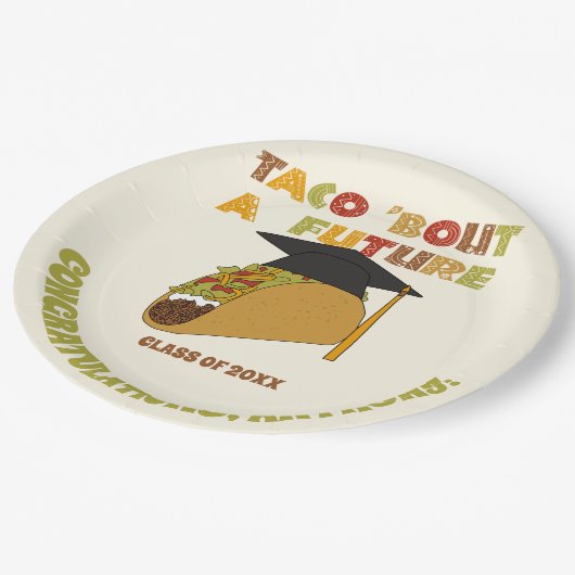 Taco Bout a Future Funny Graduation Party Pappteller (Schrägansicht)