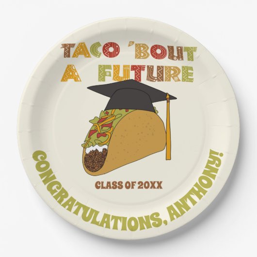 Taco Bout a Future Funny Graduation Party Pappteller (Vorderseite)